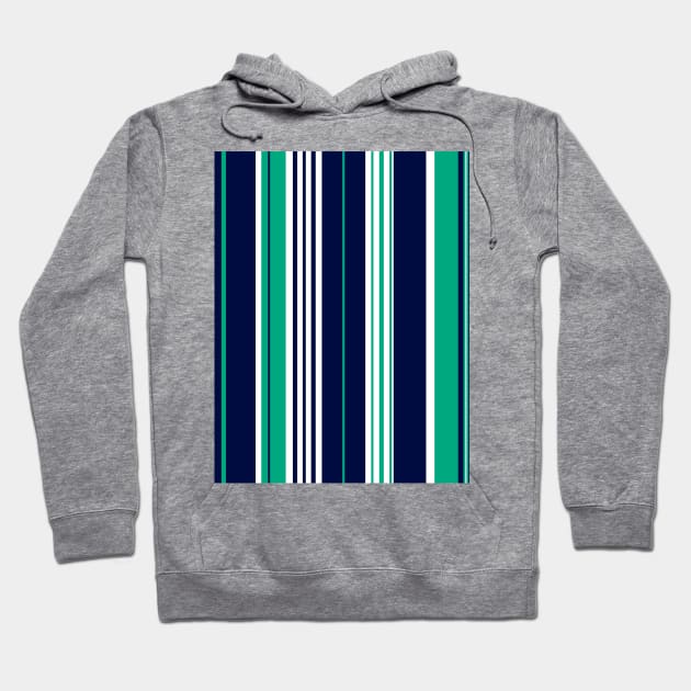 Mint, White & Navy Stripes Hoodie by PSCSCo